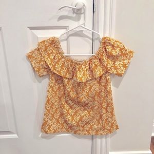 New with tags Loft Gold & White Floral Off Shoulder Blouse (Adult Extra Small)